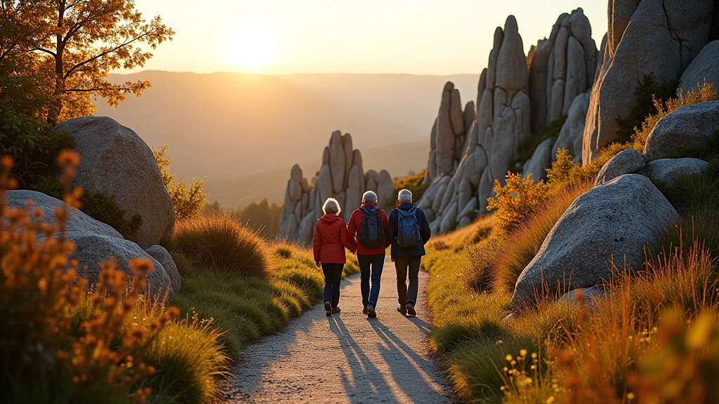 Senior walkers enjoying a scenic trail through the Bohemian Paradise landscape